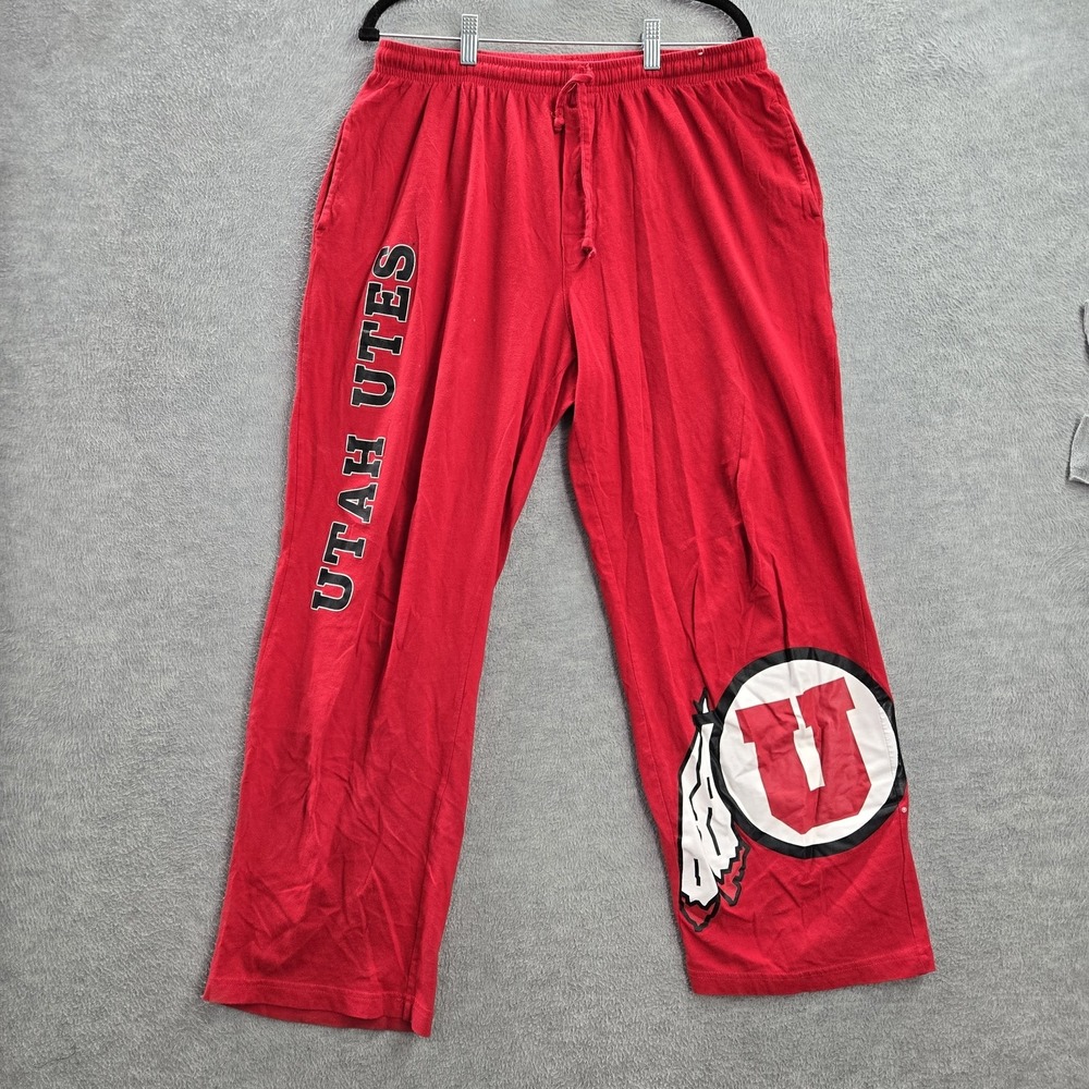 Utah Utes Men Sleepwear XL Red Sideline Apparel Pajama Pants Logo 28" Inseam